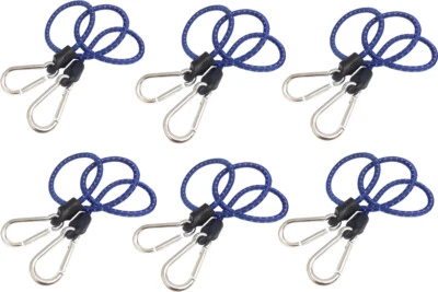 6 Pcs 36" inch Tie Strap Bungee Cord Blue with Carabiners Hooks Bungee-O Net NEW - Image 1 of 4