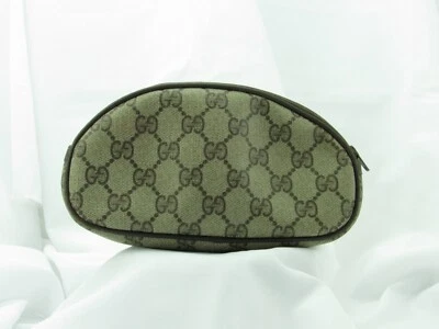 GUCCI GG Monograma Recubierto Lona Cuero Cosmético Bolso de Aseo Bolsa Años 80 Foto 1 de 4