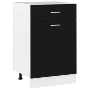 Wooden Kitchen Drawer Bottom Cabinet Shelf Storage Cupboard Black 50x46x81.5cm - Picture 1 of 11