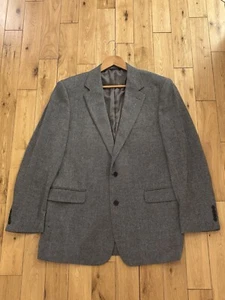 Men’s Brooks Brothers Tweed Jacket Blazer Herringbone UK 44L Grey Lambswool - Picture 1 of 15