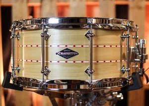 Craviotto 6,5x14 Custom Shop 10 Stollen Pappel Satin Öl mit roten Inlays Snare Drum - Bild 1 von 6