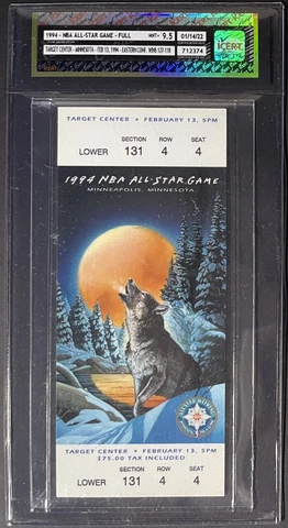 1994 NBA Basketball All Star Game Full Ticket Target Center Minnesota iCert 9.5 Cover