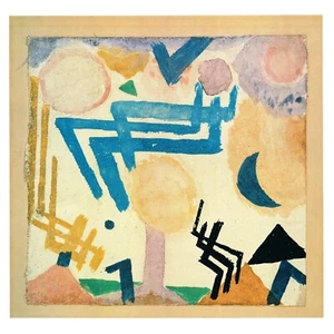 Paul Klee landschaftliche Hieroglyphe Hervorhebung Skyblue Kunst Lithographie Druck Poster 1989 - Bild 1 von 6