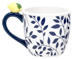 Taza de gres floral limón - pintada a mano 18 oz almacén de Boston (NUEVA) - Imagen 1 de 8