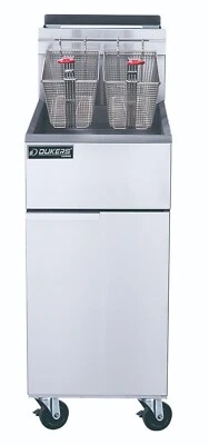 DUKERS DCF3-NG DEEP FRYER 40 POUND 15.5" WIDE 3 TUBE NAT GAS WITH CASTORS - Image 1 of 4