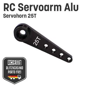 RC Servoarm Servohorn Crank 25T Servohebel Alu Schwarz - Bild 1 von 1