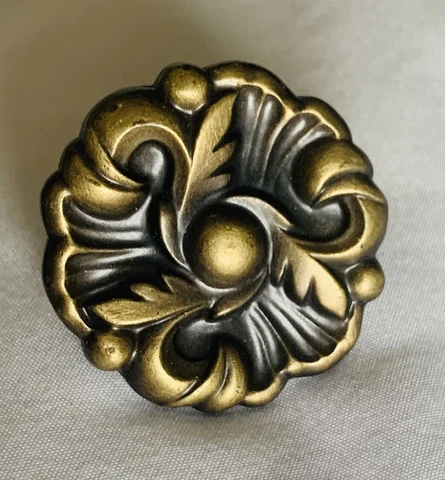 NOS 1960 Brass Flower FRENCH PROVINCIAL MCM Cabinet Drawer knob Antique hardware Cover