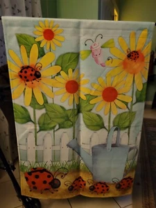 SONNENBLUMEN, GIESSKANNE, MARIENKÄFER FAHNE 28 X 40 - Bild 1 von 6