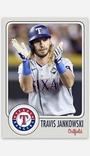 Travis Jankowski Custom Texas Rangers Baseball Card 2023 MLB World Series ACEO