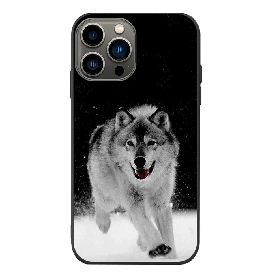 Funda Gris Wolf Para iPhone 15 14 13 12 11 Pro Max Plus Mini XR XS X SE 8 7 Cubierta Foto 1 de 2
