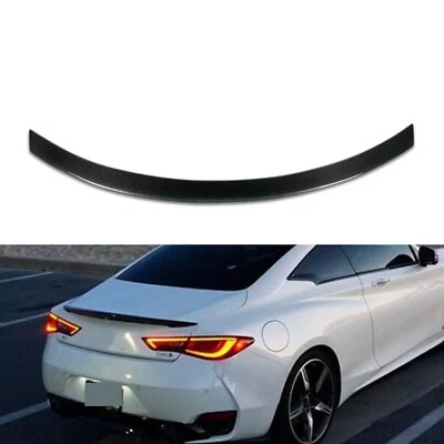 Black Rear Trunk Spoiler Wing For Infiniti Q60 Q60S Coupe 2017-2022 Carbon Fiber - Imagen 1 de 4
