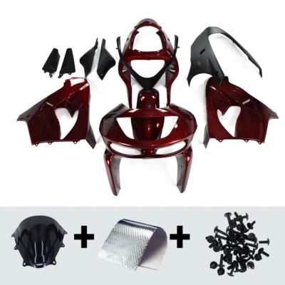 Kit de carenados de plástico ABS rojo negro para carrocería Kawasaki 98 99 1998 1999 ZX9R Foto 1 de 4