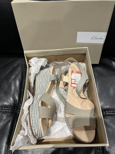SANDALO DONNA CLARKS AKILAH EDEN ZEPPA VERDE CHIARO NUOVO CON SCATOLA TAGLIA 7 MISURA D