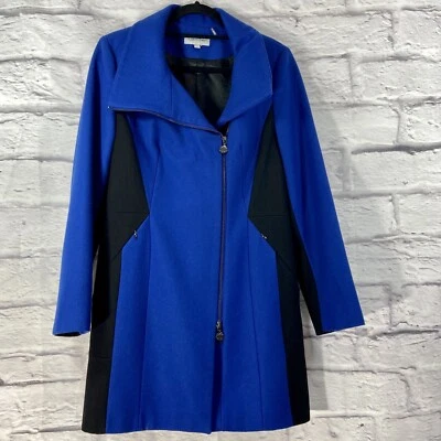 Chaqueta Calvin Klein Premium para mujer 8 azul negro abrigo mezcla de lana mangas largas Foto 1 de 4