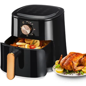 5.5L Manual Air Fryer Large Oven Low Fat Healthy Oil free Frying 1800W Black UK - Picture 1 of 35