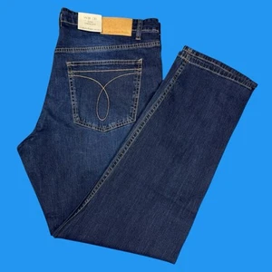 Jeans Calvin Klein Para Hombre Talla 38x30 Ajustados Rectos Elastizados Bigotes Azul Denim - Imagen 1 de 22