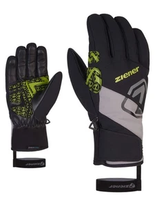 ZIENER Ski-Handschuhe Gauri AQUASHIELD wasserdicht schwarz grau gelb 329490 neu - Picture 1 of 1