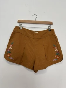 Sezane Linen Shorts 12 40 Embroidered Floral High Waisted RARE Hotpants Bohemian - Picture 1 of 12