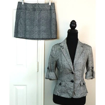 Mini Falda Traje Express Gris ALGODÓN Negocios Corporativo Trabajo Oficina 2 Militar Foto 1 de 4