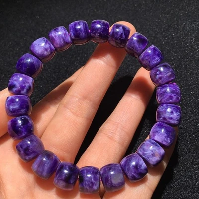 10.3*8.6mm Natural Purple Charoite Gemstone Round Beads Bracelet AAAA - Image 1 of 4