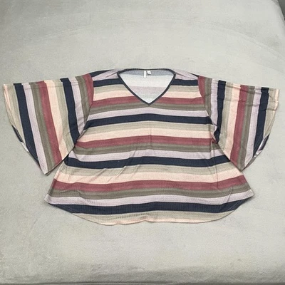 Camisa Cato Est 1946 para mujer 26/28 W multicolor a rayas manga corta cuello en V Foto 1 de 4