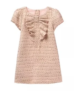 Janie and Jack Girls Blush Pink Boucle Dress Tweed Ruffle Size 7 - Picture 1 of 9