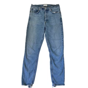 Agolde Nico High Rise Jeans Light Wash Distressed Skinny Jeans Button Fly 28 - Picture 1 of 11