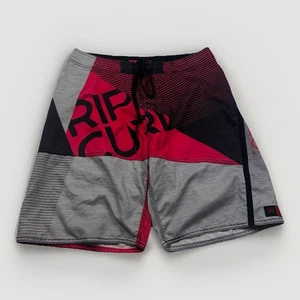Rip curl Board Shorts Grey Pink Stripe pattern Small Waist 32 Swim Surf Beach - Picture 1 of 9