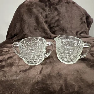 Anchor Hocking Cream and Sugar Stars and Bars Pattern - Picture 1 of 5