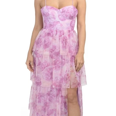 Floral Dress BLONDIE NITES Tiered Mesh Corset Gown Prom Wedding Size 5 Or M NWT - Image 1 of 3