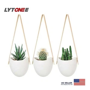 3 Ceramic Hanging Planter Indoor Set, Succulent Planter Plant , Wall Planter - Picture 1 of 9