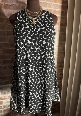New! Calvin Klein Black White Mini Shift Dress Sleeveless Lined Size Petite 10 - Image 1 of 4