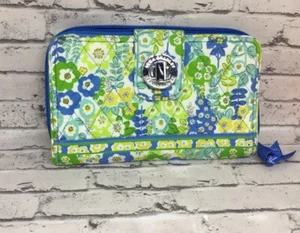 Vera Bradley Turn Lock Wallet Blues And Greens And Yellow Gently Used - Picture 1 of 6