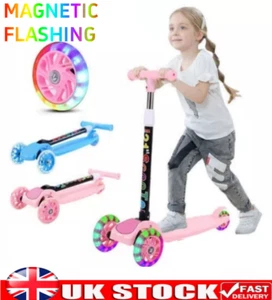 3-Wheels Kid Selectable Scooter Child Kick Flashing Led Light Up Push Portable - Picture 1 of 28