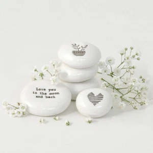 East of India Porcelain Pebble Sentimental Gift Favour Keepsake Token - Picture 1 of 8