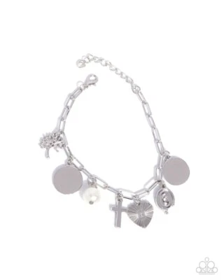 Paparazzi Charm Compromiso - Blanco - Dijes eclécticos significativos - Ajustable Pulsera Foto 1 de 2