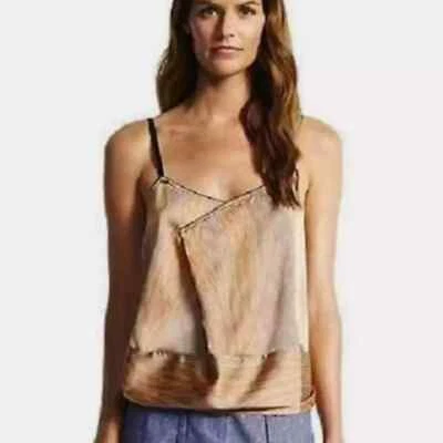 Camiseta sin mangas Derek Lam para mujer Y2K años 90 satinada abstracta a rayas correa ajustable pequeña Foto 1 de 4