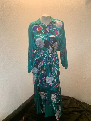 Vintage Diane Freis polyester skirt and tunic set w/sash aged elastic on skirt - Image 1 of 4