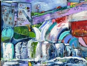 Chagrin Falls Abstracted oil painting by Melissa Bollen Waterfall Modern Art - Picture 1 of 10