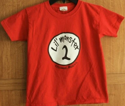 Cancun Reef Cozumel Kid's T-Shirt Short Sleeve Red 10/12 "Lil Monster 2" GUC - Image 1 of 4