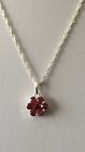 Beautiful Sterling Silver Orisa Rose Garnet Floral Pendant With 18? Chain
