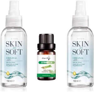 2 x Avon Skin So Soft Original Dry Oil Spray and Delgirl Beauty LTD Citronella E - Picture 1 of 1