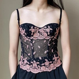 La Perla vintage shimmery rose gold leaf corset bustier top size 34 - Picture 1 of 4