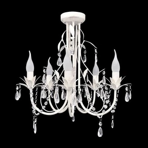 New Ivory & Deene Shabby French Distressed White Leaf Chandelier 5 Ceiling Light - Picture 1 of 3