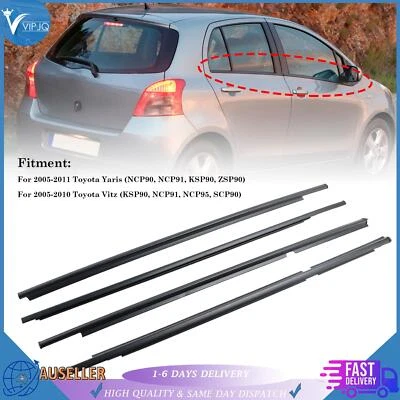 4pcs Outer Door Glass Weatherstrip Moulding For Toyota Yaris Vitz 2005-2010 - image 1 of 4