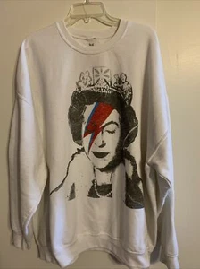 Nothing Lasts Forever Queen Elizabeth Graphic Sweatshirt White Crewneck L/S 3X - Picture 1 of 3