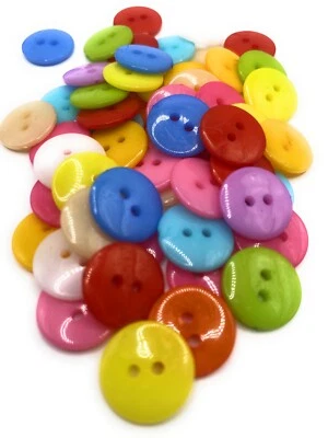 100Pcs Plain Round Resin 15mm Sewing Bright Buttons for Scrapbooking Card Crafts - Image 1 of 4