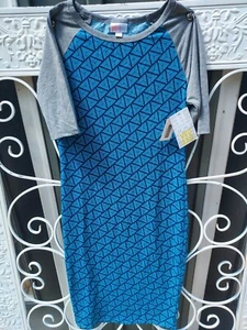 Lularoe Julia XXS Geometric Short Sleeve Midi Pencil Fitted Casual Shirt Dress  - Picture 1 of 3