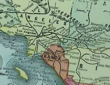 Vintage 1902 CALIFORNIA Map 14"x22" Old Antique Original LOS ANGELES BERKELEY CA