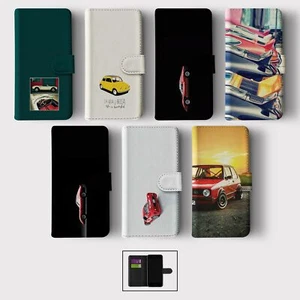CASE FOR IPHONE 16 16E 15 14 12 12 SE WALLET FLIP PHONE COVER CLASSIC CARS RETRO - Picture 1 of 9